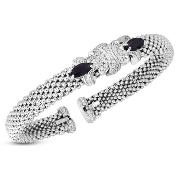 Phillip Gavriel Onyx and DIAMOND FLEUR RENAISSANCE BANGLE, Brand New - Picture 1 of 6